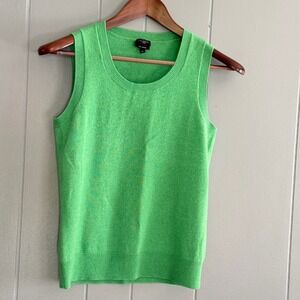 Talbots Petites 100% Cashmere Sleeveless Shell‎ Sweater Kelly Green SP Preppy